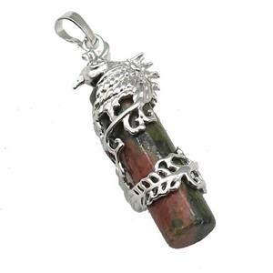 Unakite Column Pendant Phenix Platinum Plated, approx 10-45mm