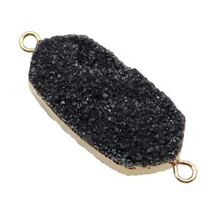 Black Quartz Druzy Connector Gold Plated, approx 20-40mm