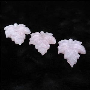 Pink Rose Quartz MapleLeaf Pendant, approx 35-40mm