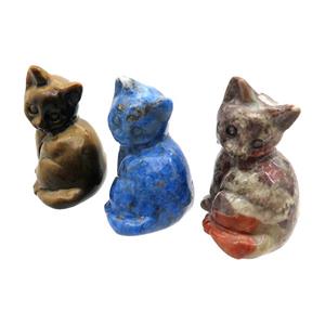 Mix Gemstone Cat No Hole, approx 22-30mm