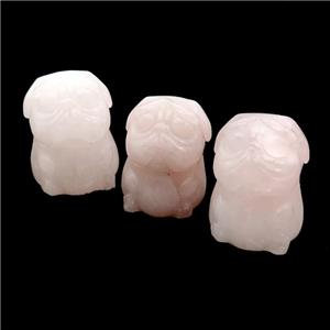 Pink Rose Quartz Sharpei Dog No Hole, approx 22-30mm