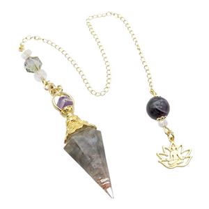 Labradorite Chips Resin Pendulum Pendant Chakra Gold Plated, approx 20-60mm, 12mm, 17mm, 20cm chain