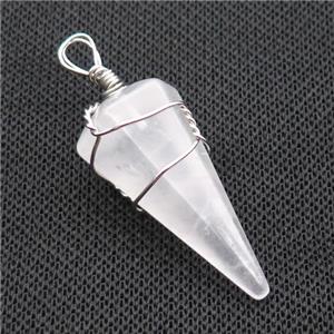 Clear Quartz Pendulum Pendant Wire Wrapped, approx 18-35mm