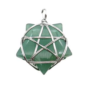 Green Aventurine Star Pendant Wire Wrapped, approx 30mm