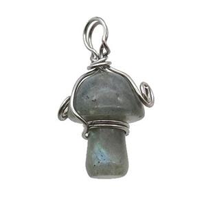 Labradorite Mushroom Pendant Wire Wrapped, approx 15-20mm