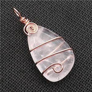 Clear Quartz Teardrop Pendant Wire Wrapped, approx 20-42mm