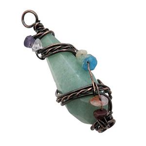 Green Aventurine Teardrop Pendant Wire Wrapped, approx 22-53mm