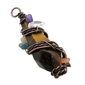 Tiger Eye Stone Teardrop Pendant Wire Wrapped, approx 22-53mm