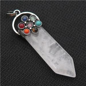 Clear Quartz Arrowhead Pendant Chakra Antique Silver, approx 17-50mm