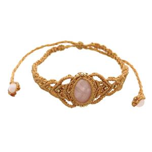 Rose Quartz Macrame Bracelet Adjustable, approx 20mm, 6mm, 18-24cm length