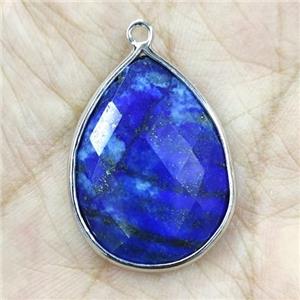 Blue Lapis Lazuli Teardrop Pendant Faceted, approx 18-25mm