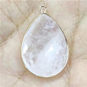 Clear Quartz Pendant Faceted Teardrop, approx 18-25mm