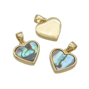 Abalone Shell Heart Pendant Gold Plated, approx 12mm