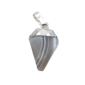 Botswana Agate Arrowhead Pendant Silver Plated, approx 11-16mm