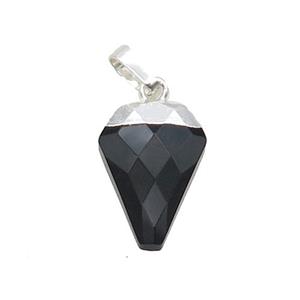 Black Onyx Agate Arrowhead Pendant Silver Plated, approx 11-16mm