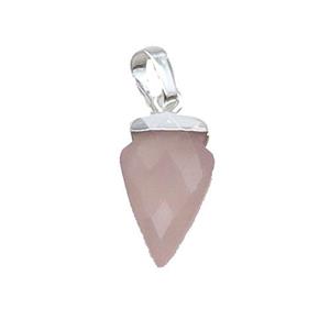 Pink Rose Quartz Arrowhead Pendant Silver Plated, approx 9-15mm