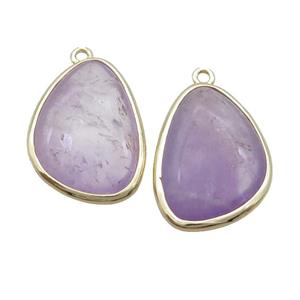 Purple Amethyst Teardrop Pendant Gold Plated, approx 17-23mm