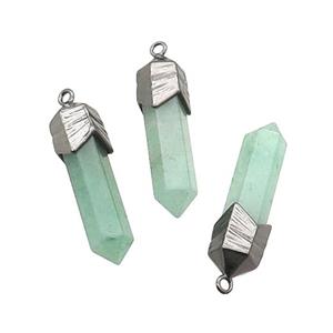 Green Aventurine Bullet Pendant Black Plated, approx 6-28mm