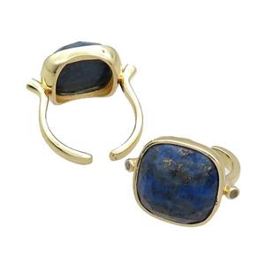 Blue Lapis Ring Square Copper Gold Plated, approx 16mm, 18mm dia