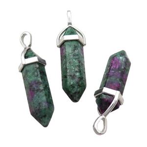 Ruby Zoisite Bullet Pendant Green Dye, approx 8x30mm