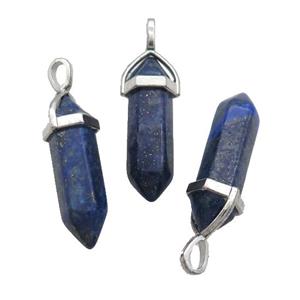 Natural Blue Lapis Lazuli Bullet Pendant, approx 8x30mm