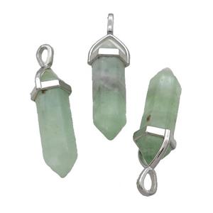 Natural Green Fluorite Bullet Pendant, approx 8x30mm