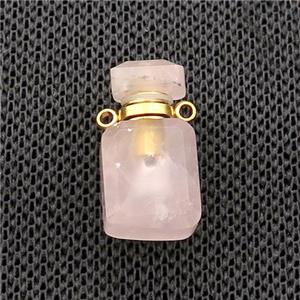 Natural Rose Quartz Perfume Bottle Pendant Pink, approx 10-18mm