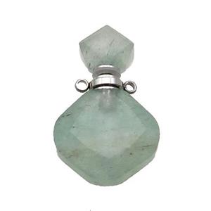 Natural Green Strawberry Quartz Perfume Bottle Pendant, approx 17-26mm