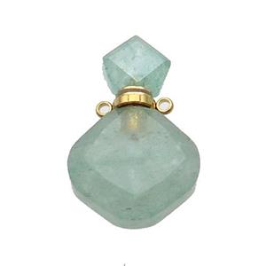 Natural Green Strawberry Quartz Perfume Bottle Pendant, approx 17-26mm