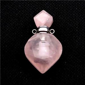 Natural Pink Rose Quartz Perfume Bottle Pendant, approx 18-30mm