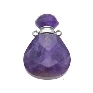 Natural Purple Amethyst Perfume Bottle Pendant, approx 17-24mm