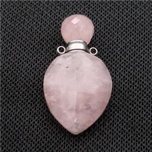 Natural Pink Rose Quartz Perfume Bottle Pendant, approx 20-38mm