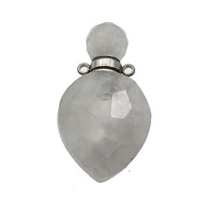 Natural Cloudy Quartz Gray Perfume Bottle Pendant, approx 20-38mm