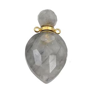 Natural Cloudy Quartz Perfume Bottle Pendant Gray, approx 20-38mm