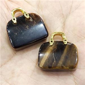 Natural Tiger Eye Stone Bag Pendant, approx 20-24mm