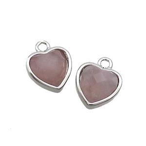 Rose Quartz Heart Pendant Platinum Plated, approx 11mm