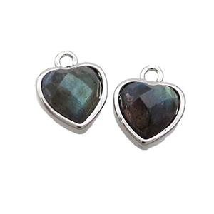 Labradorite Heart Pendant Platinum Plated, approx 11mm