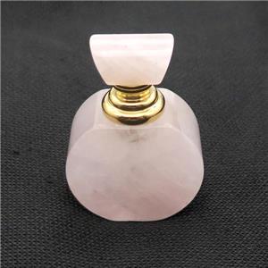 Pink Rose Quartz Perfume Bottle Pendant, approx 25x40x60mm