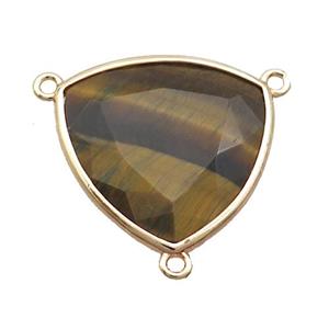 Tiger Eye Stone Triangle Pendant 3loops Gold Plated, approx 25mm