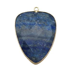 Blue Lapis Lazuli Arrowhead Pendant Gold Plated, approx 24-33mm