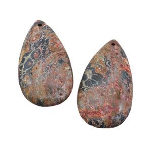 Natural Red LeopardSkin Jasper Teardrop Pendant, approx 20-40mm