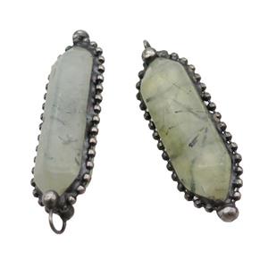 Green Prehnite Bullet Pendant Antique Silver, approx 13.5-45mm