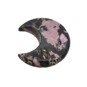 Rhodonite Moon Pendant Undrilled, approx 28-30mm