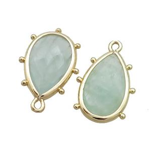 Natural Green Fluorite Teardrop Pendant Gold Plated, approx 10-18mm