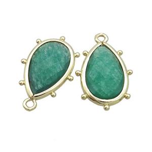 Green Jade Teardrop Pendant Dye Gold Plated, approx 10-18mm