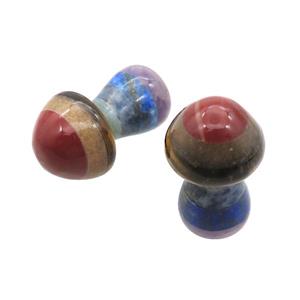 Gemstone Chakra Mushroom Pendant Yoga Multicolor Undrilled Nohole, approx 22-35mm