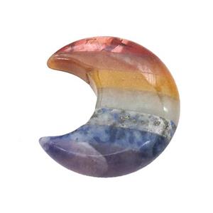 Gemstone Chakra Moon Pendant Yoga Multicolor Undrilled, approx 28-30mm