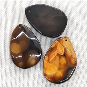 Natural Agate Teardrop Pendant Dye Orange, approx 20-50mm