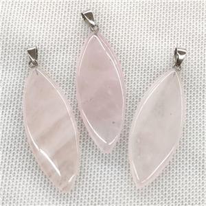 Natural Rose Quartz Leaf Pendant Pink, approx 20-50mm