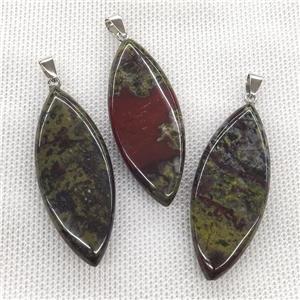 Natural Dragon Bloodstone Leaf Pendant, approx 20-50mm